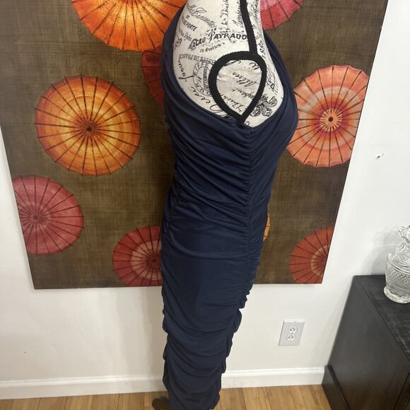 Love X Design One Shoulder Navy Blue Dress Body Con Elegant Evening Wear Sz L - Picture 3 of 5